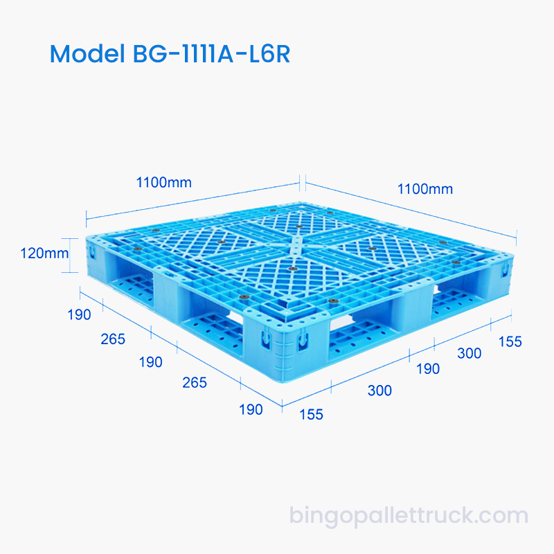 Paleta de plástico ligera Six Runner de 1100 x 1100 mm