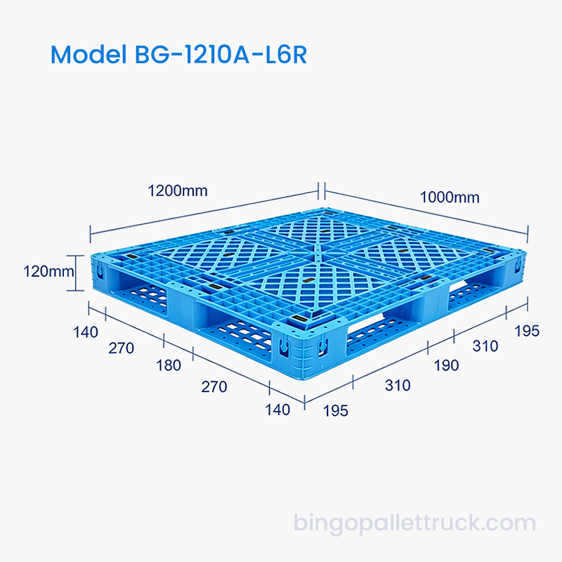 Paleta de plástico ligera Six Runner de 1200×1000 mm