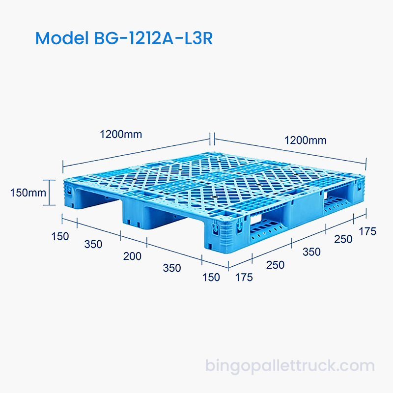 Paleta de plástico HDPE de 3 tiempos de 1200×1200 mm