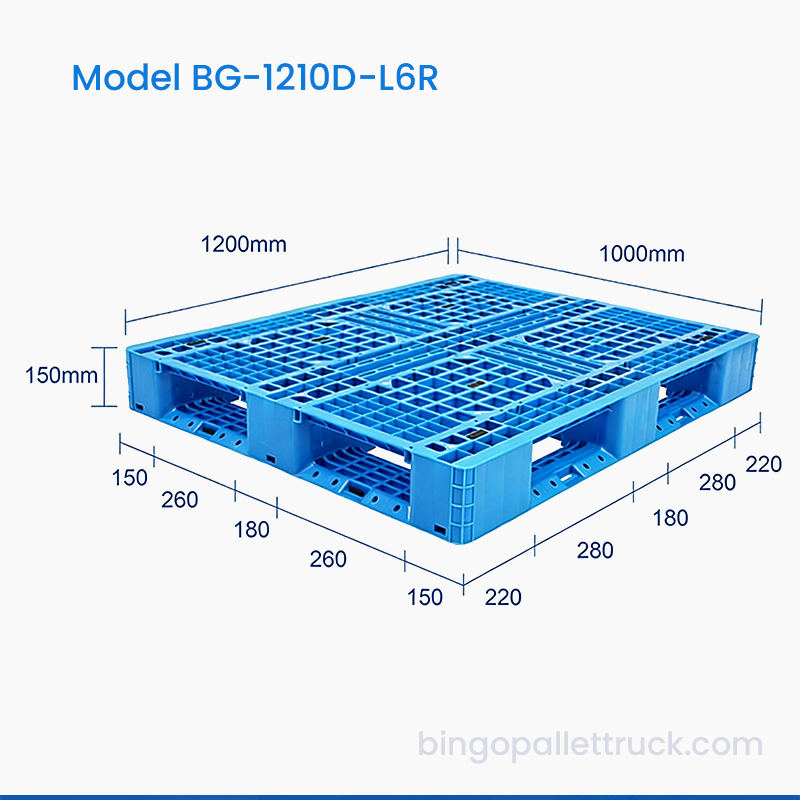 Paleta de plástico ligera Six Runner de 1200×1000 mm