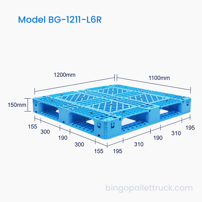 Paleta de plástico ligera Six Runner de 1200×1100 mm