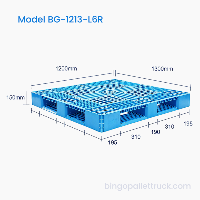 Palet de plástico ligero Six Runner de 1200×1300 mm
