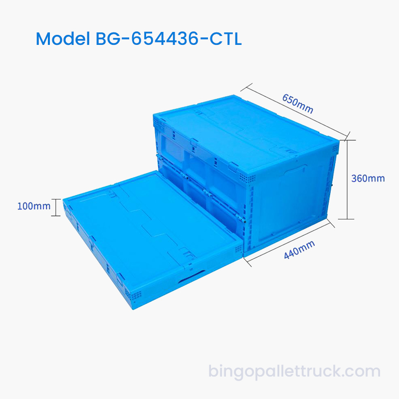 Caja de plástico plegable de 80 l con tapa
