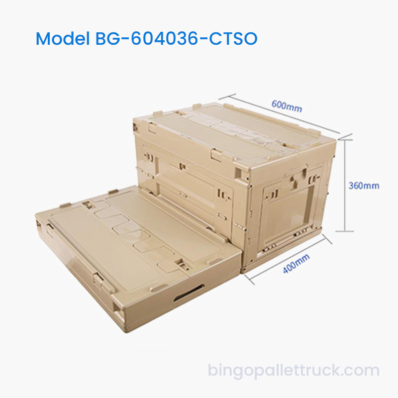 Bolso de plástico plegable de 65 l con puerta lateral abierta