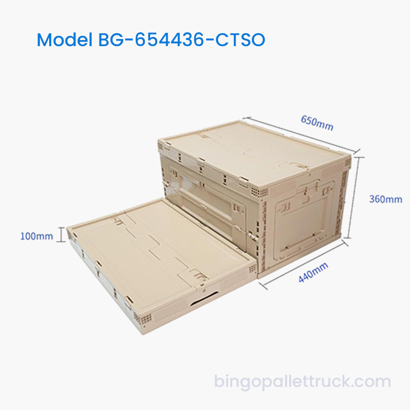 Bolso de plástico plegable de 80 l con puerta lateral abierta
