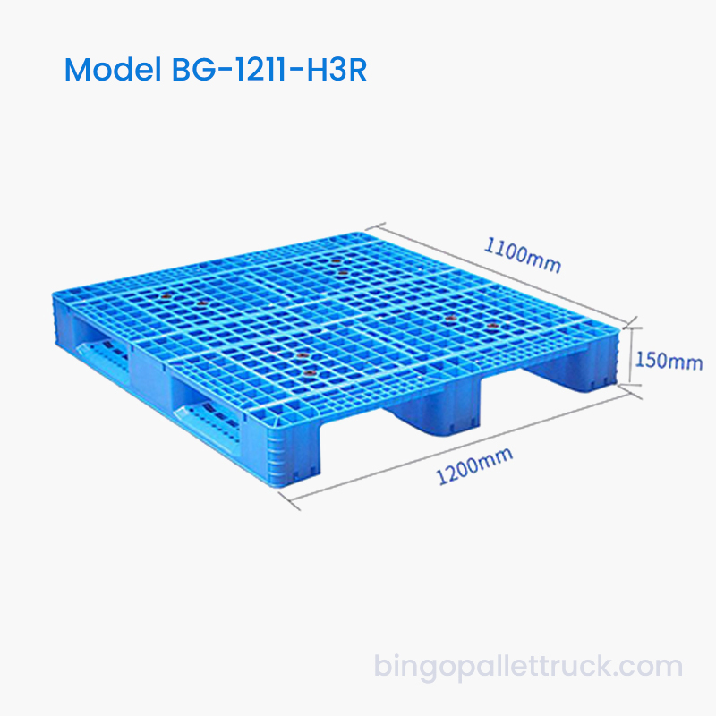 Paleta de plástico HDPE de 1200x1100 mm de calidad alimentaria para manipulación de productos secos