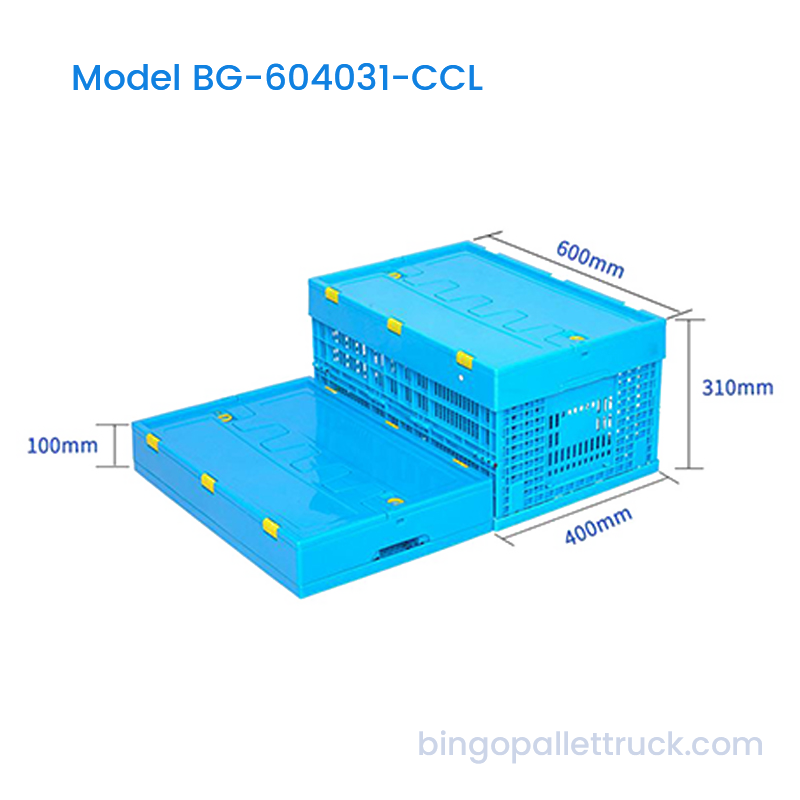 Caja de plástico plegable de 57 l con tapa