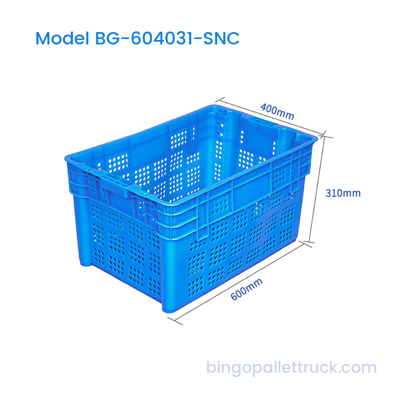Caja Plástica Apilable y Encajable de 60L para Transporte de Frutas y Verduras