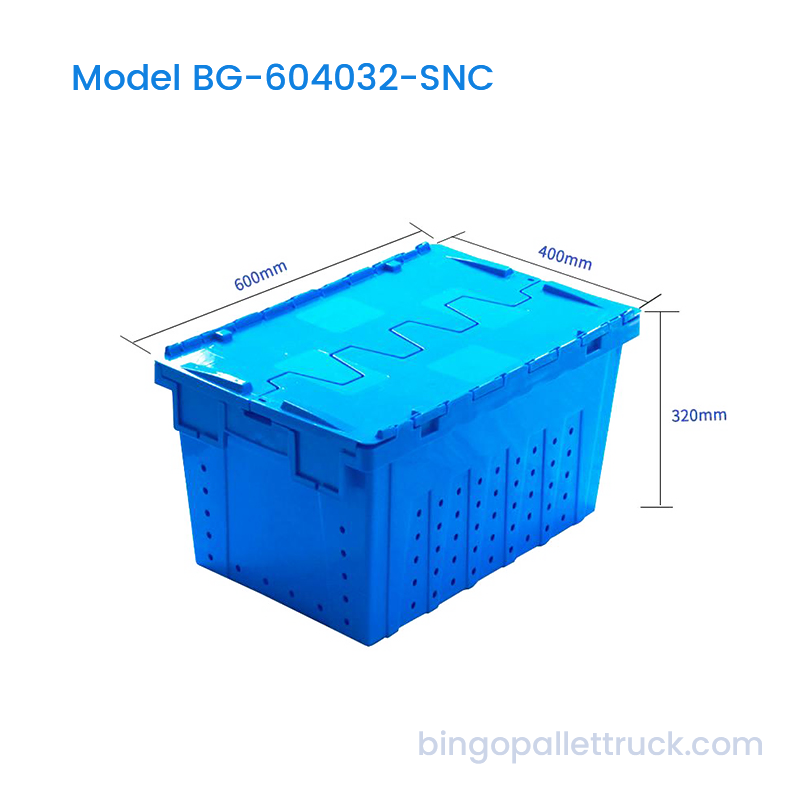 Caja Apilable y Encajable Ventilada con Orificios Redondos de 63L con Tapa