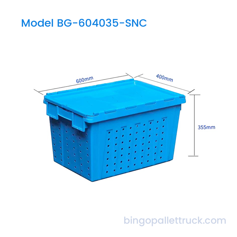 Caja Apilable Inclinada y Encajable de 67L con Tapa Integrada